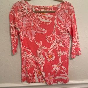 EUC Lilly Pulitzer Salmon Pink Glamorous Life Top